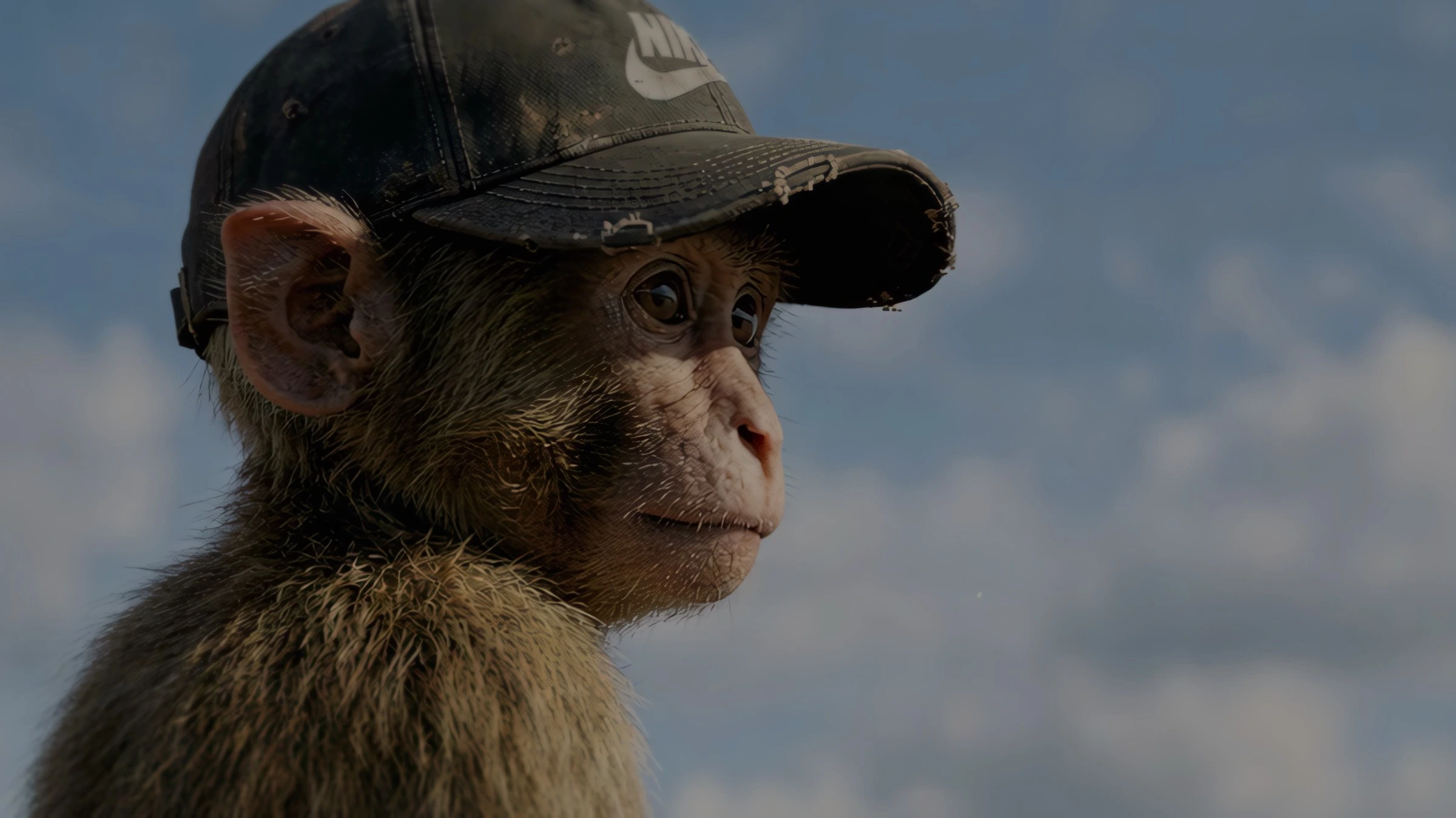 A monkey portrait in a cap