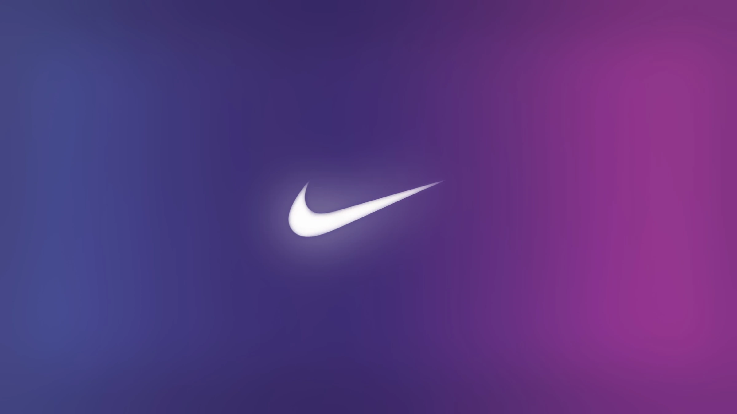 A white Nike mark on a purple gradient