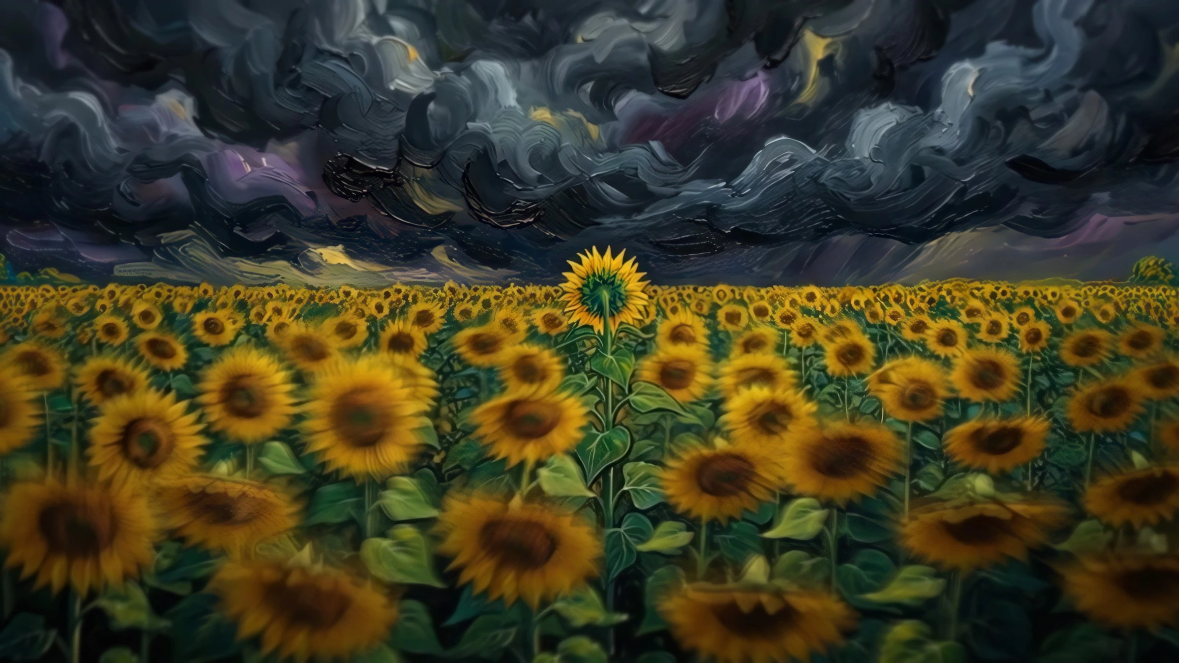 A dark sunflower field image
