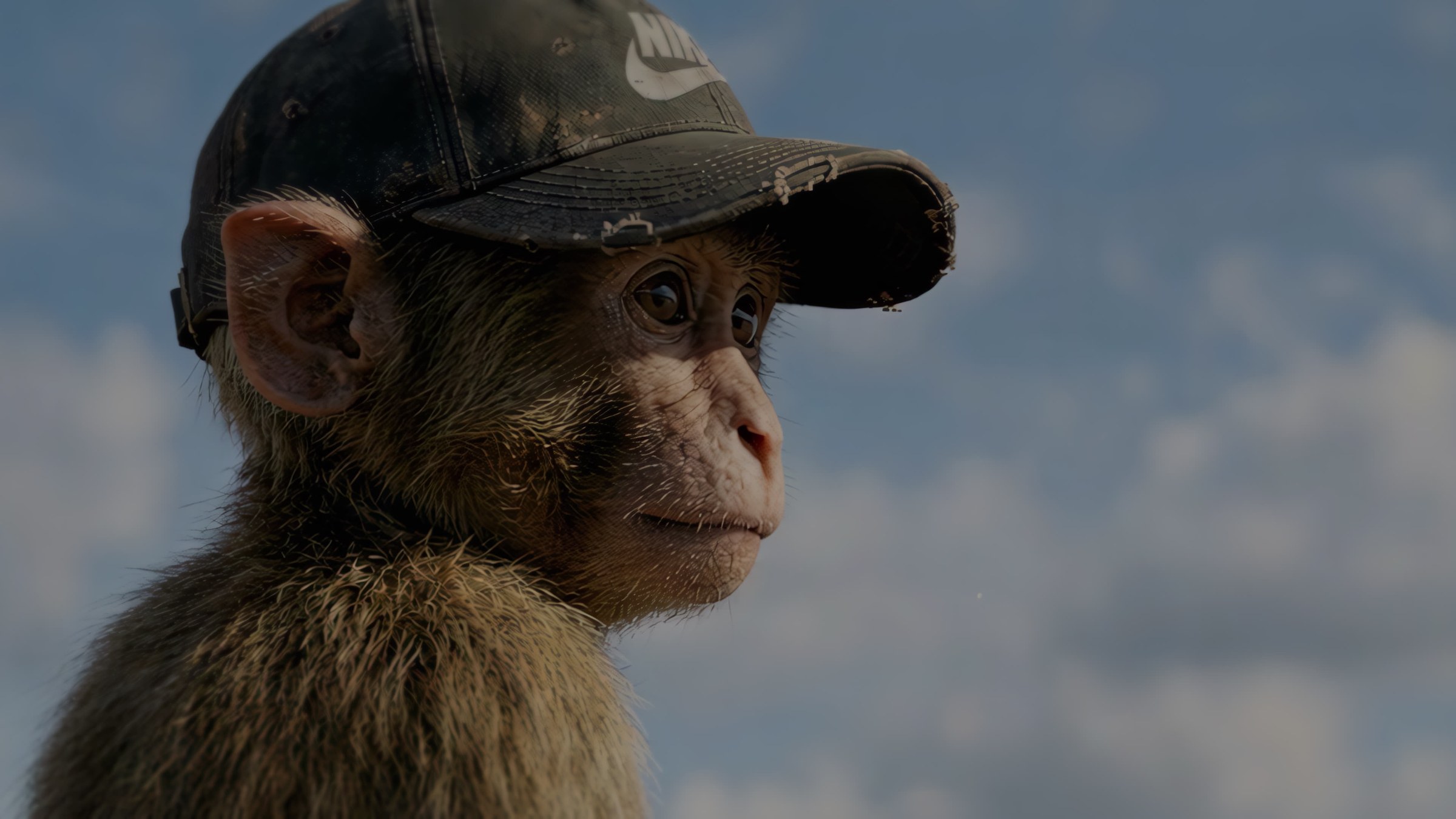 A monkey portrait in a cap